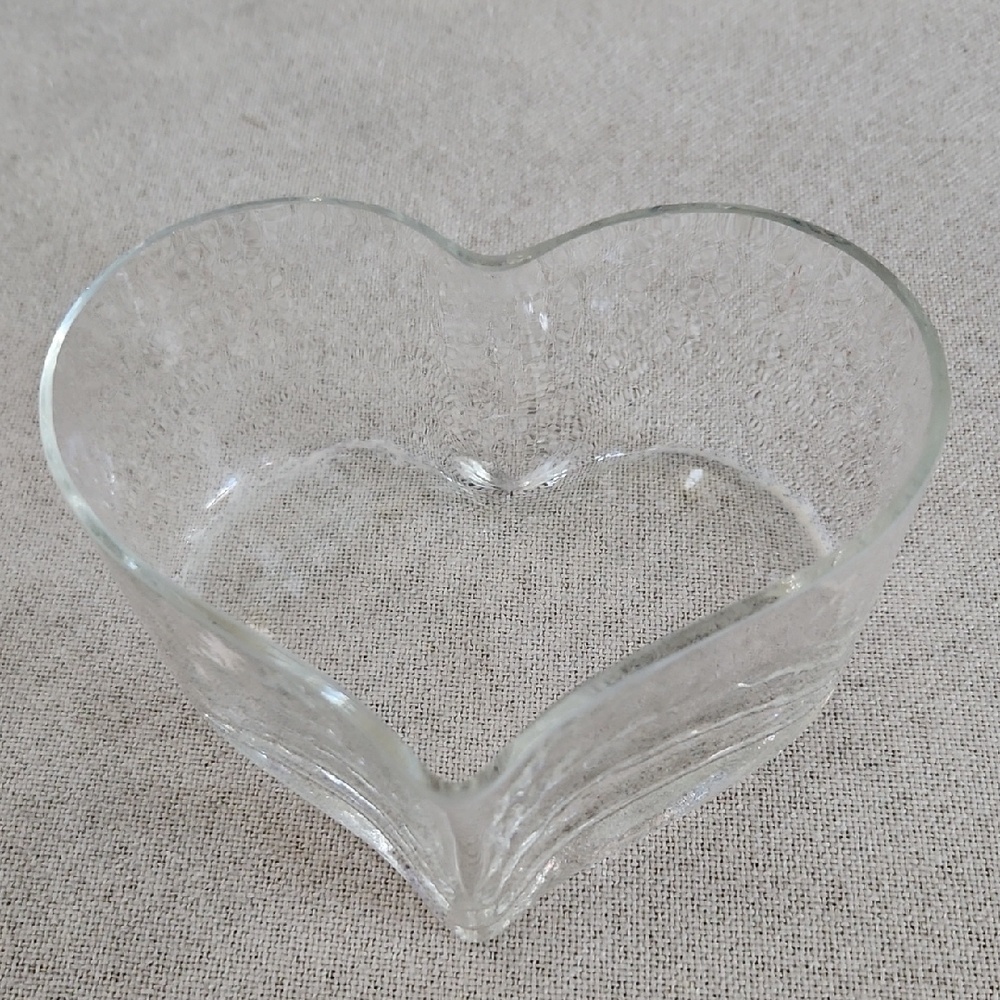 Clear Heart-Shaped Glass Bowl